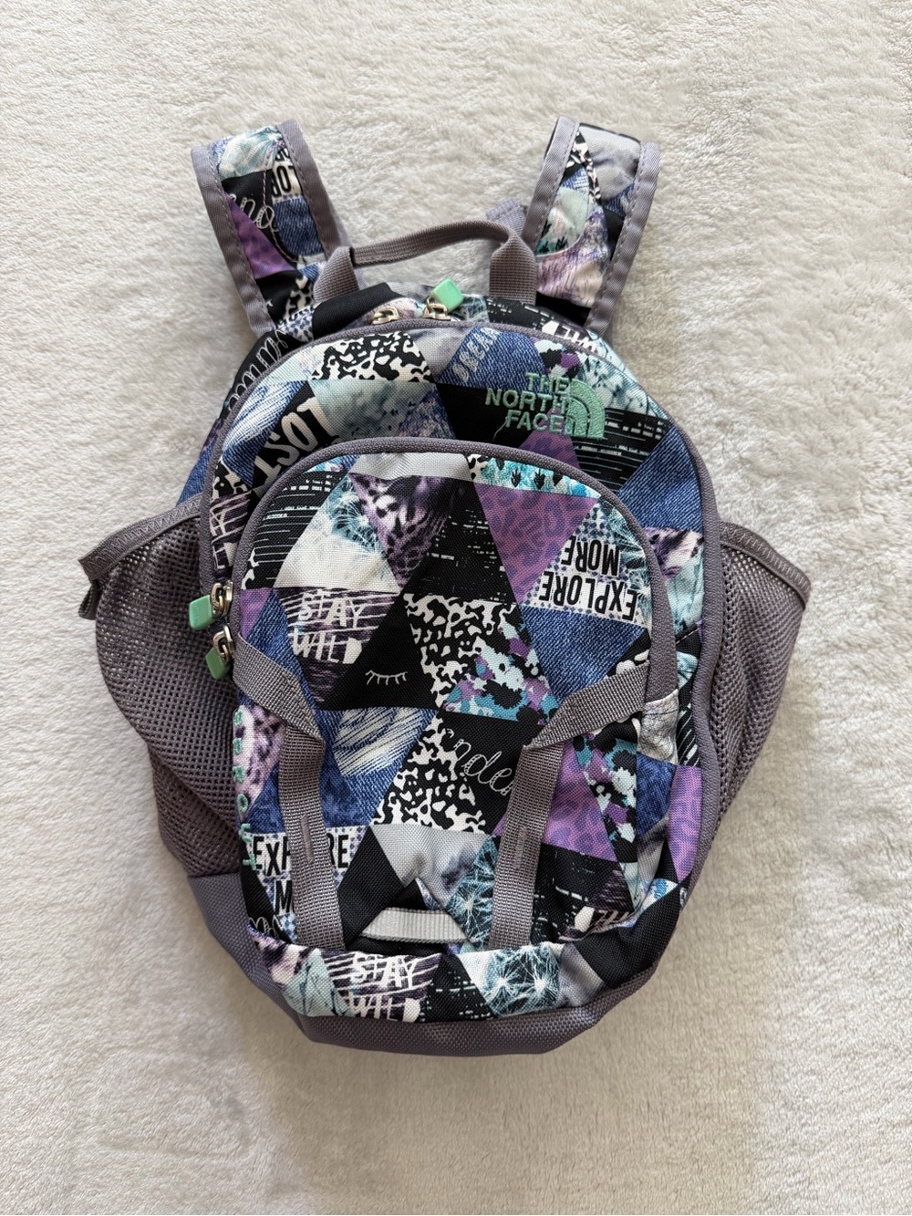 The North Face Kids Mini Backpack Purple Geometric Print